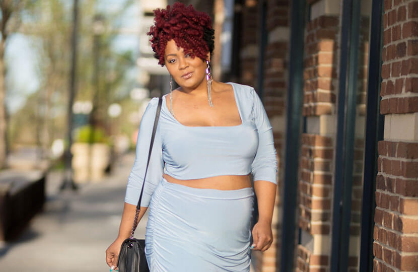 plus size blogger marie denee blue top