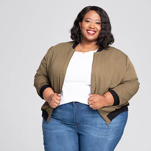 quani boyd white tee olive bomber skinny jeans
