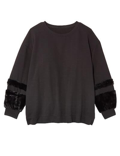 Plus size grey sweatshirt with faux fur cuffs