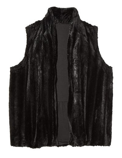 Plus size black faux fur vest