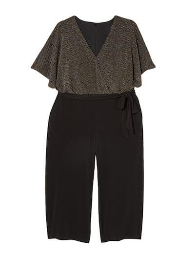 Plus size black jumpsuit with lurex top
