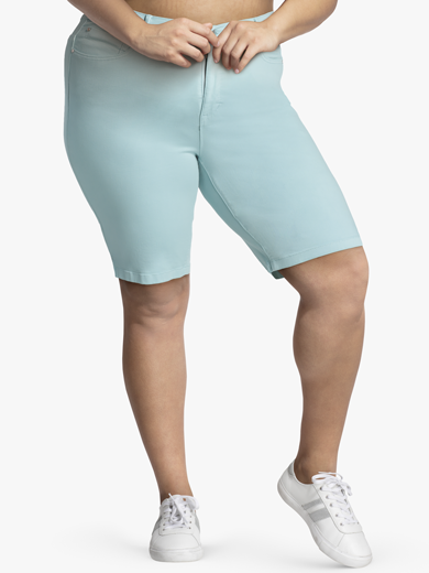 Plus size teal Bermuda shorts | Dia&Co