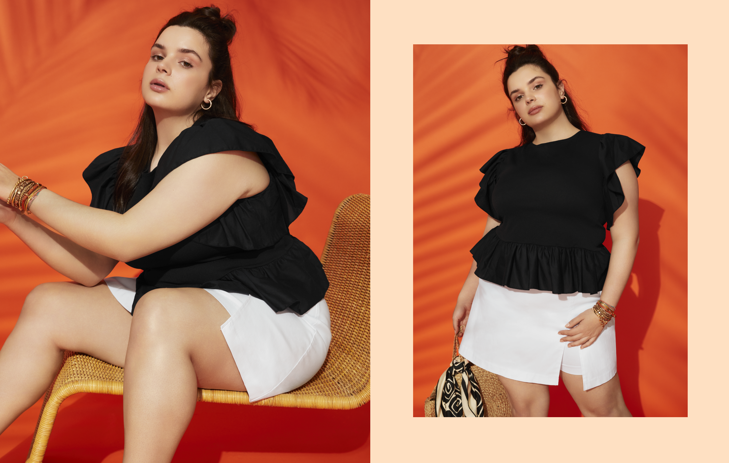 Woman wearing plus size summer vacation style.